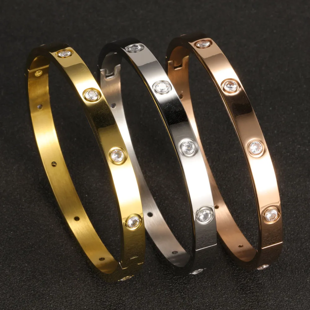 XUANHUA Stainless Steel Cuff Bracelets Bangles for Women Fashion Charm Jewelry Accessories Crystal Bracelet Loves