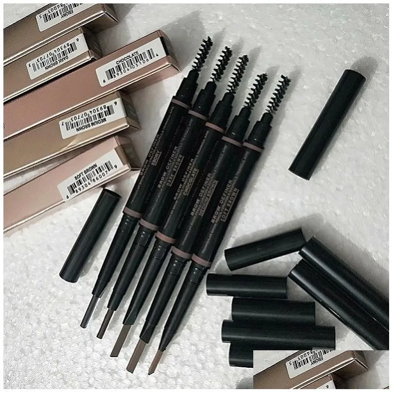 Eyebrow Enhancers Beauty Makeup Double Pencil Brow Crayon Ebony Soft Dark Medium Brown Chocolate Drop Delivery Health Eyes Dhquh