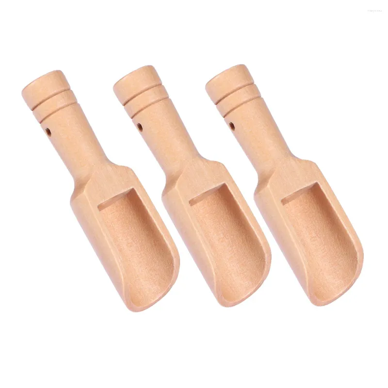 Dinnerware Sets 3pcs Wooden Scoops Wood Condiment Bath Salt For Washing Powder Candy Laundry Detergent Tea Bean 2 4x7 8cm