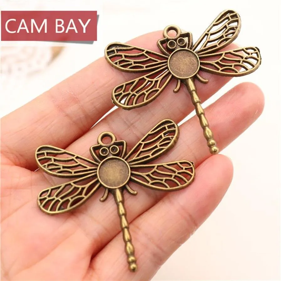 40pcs Vintage Dragonfly Pendant Key Charms Fit 8MM DIY Handmade Crafts Settings Metal Jewelry Making200H
