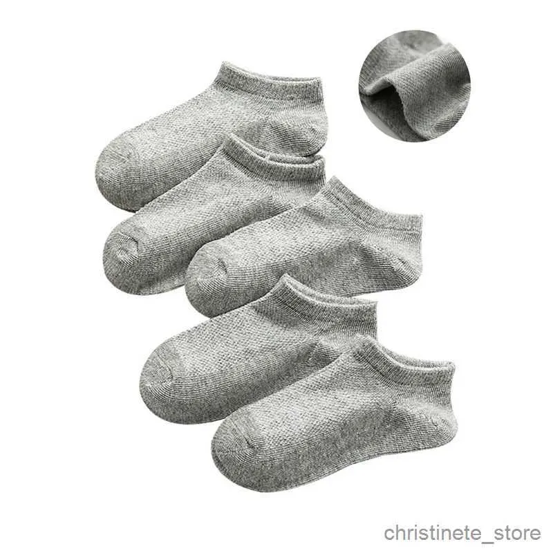 Chaussettes en coton pour enfants, 5 paires/lot, pour garçons et filles, chaussettes mignonnes en maille respirante avec dessin animé, pour adolescents de 1 à 12 ans, nouvelle collection d'été