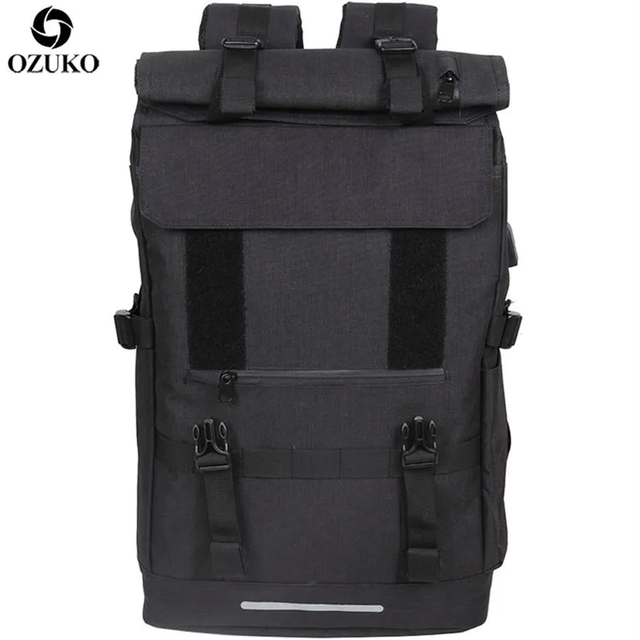 Ozuko 40L Plecak podróżujący o dużej pojemności Mężczyźni USB Laptop plecak dla nastolatków wielofunkcyjny Travel Male School Bag 2112032838