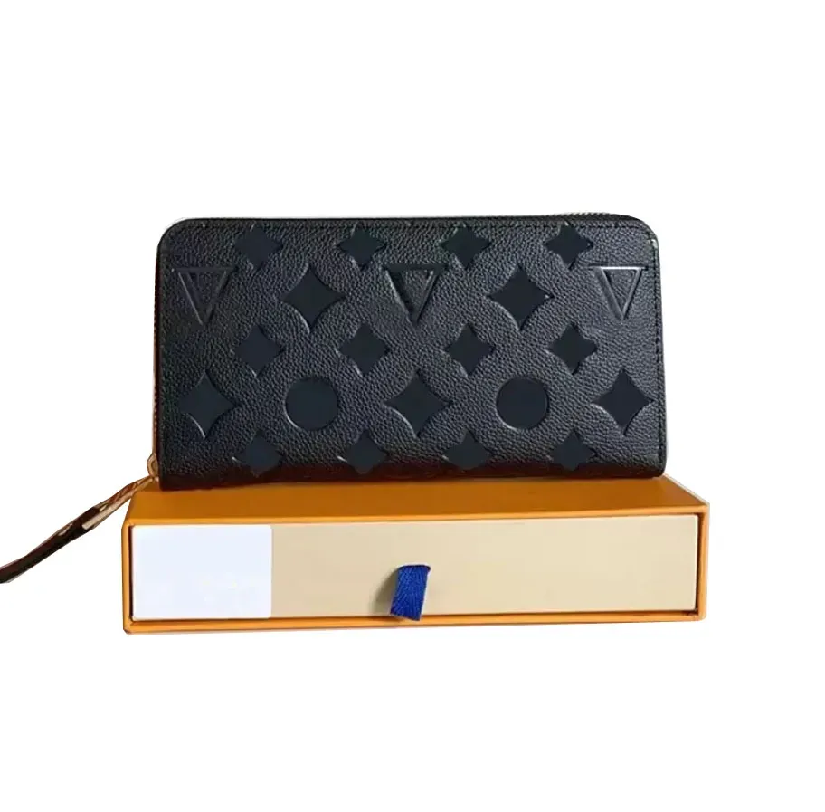 2023 High quality wallet designer wallets card holder genuine leather diamond embossed coin purse handbag luxury unisex long style thin purses with box 60171