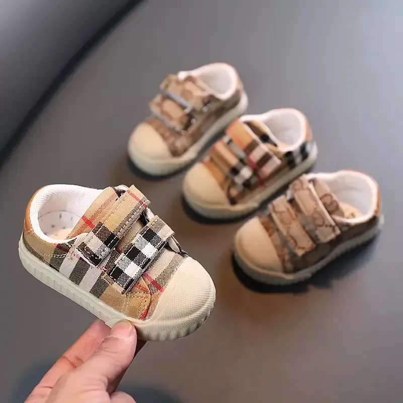 1-3 år gamla småbarnskor barn canvas skor sneakers pläd bokstäver barn baby sko pojkar flickor lätt mjukt mjuk icke-slip casual sneakers csg2312024-5