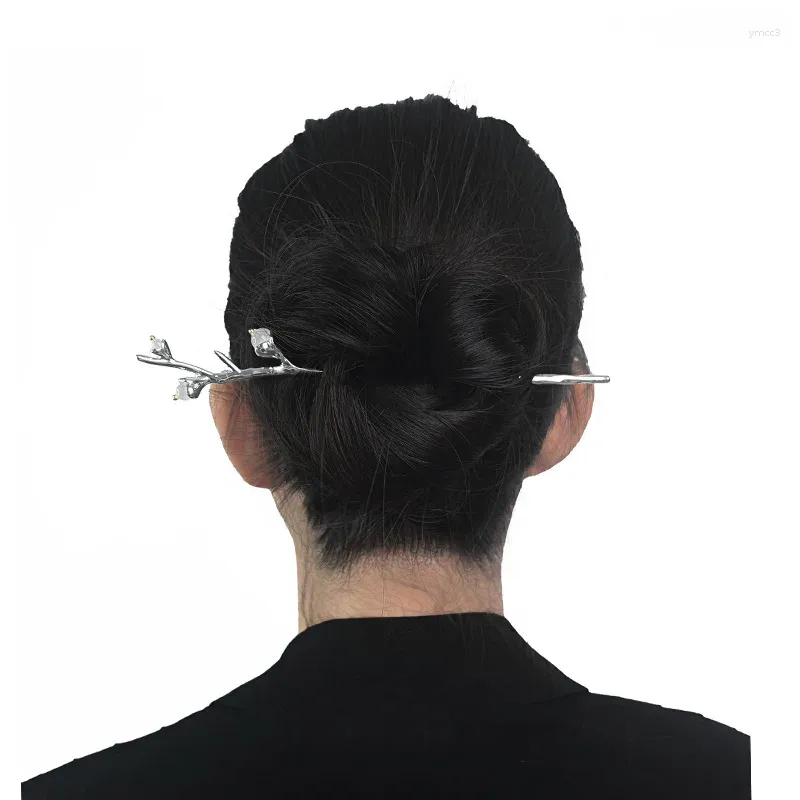 Fermagli per capelli Accessori da donna Forcine per capelli Bastoncini per fiori in metallo in stile cinese retrò e gioielli con bastoncini