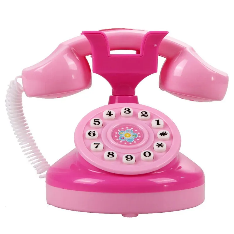 Leksakstelefoner mini pedagogiska emulational rosa telefon låtsas spela leksaker flickor gåvor telefon fasta dollhus miniatyr baby flickor 231204