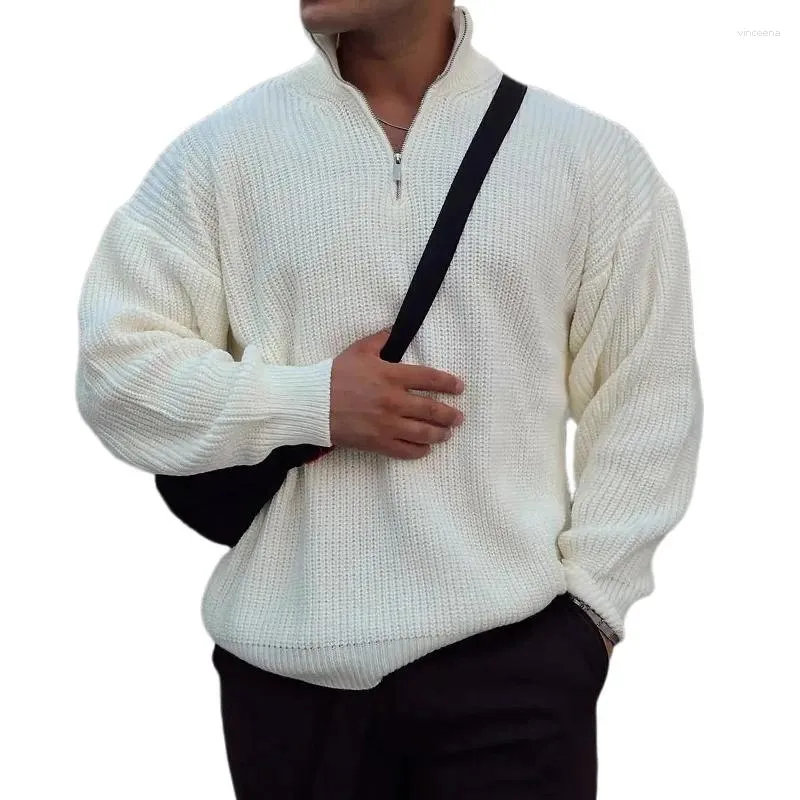 Vestes pour hommes Fermeture éclair Demi-col haut Veste en tricot Hommes Pull décontracté Pull Vêtements pour hommes