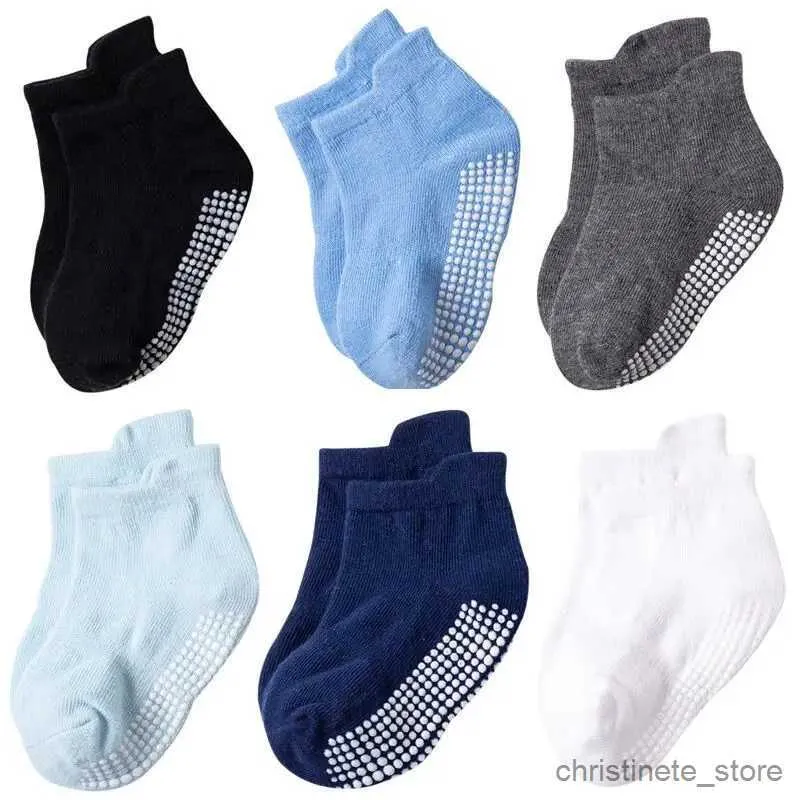 Kids Socks Pairs/lot 0 to Yrs Cotton Children's Anti-slip Boat Socks For Boys Girl Low Cut Floor Kid Sock With Rubber Grips Four Season