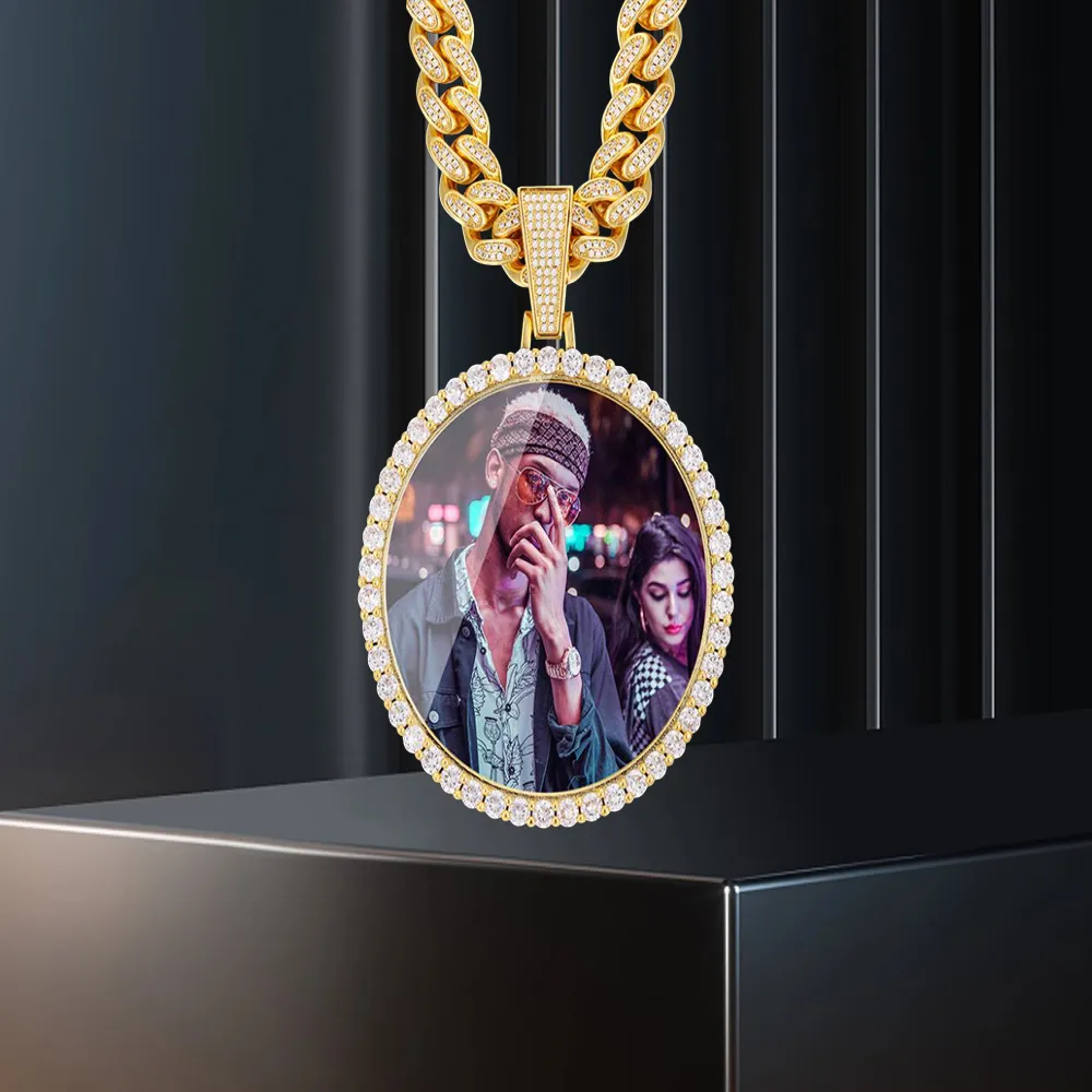 New Oversize Big Round Custom Picture Pendant Necklace Personality