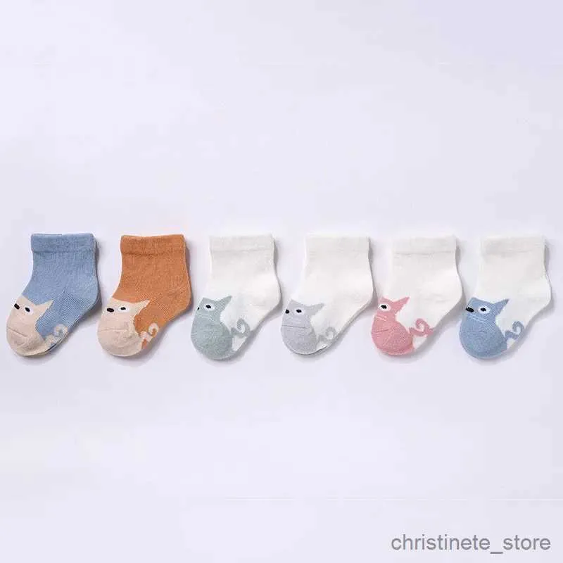Calcetines para niños ladka 6 par/set calcetines para bebés recién nacidos calcetines de algodón para niñas calcetines de otoño e invierno para bebés para niñas dibujos animados a rayas cosa infantil R231204