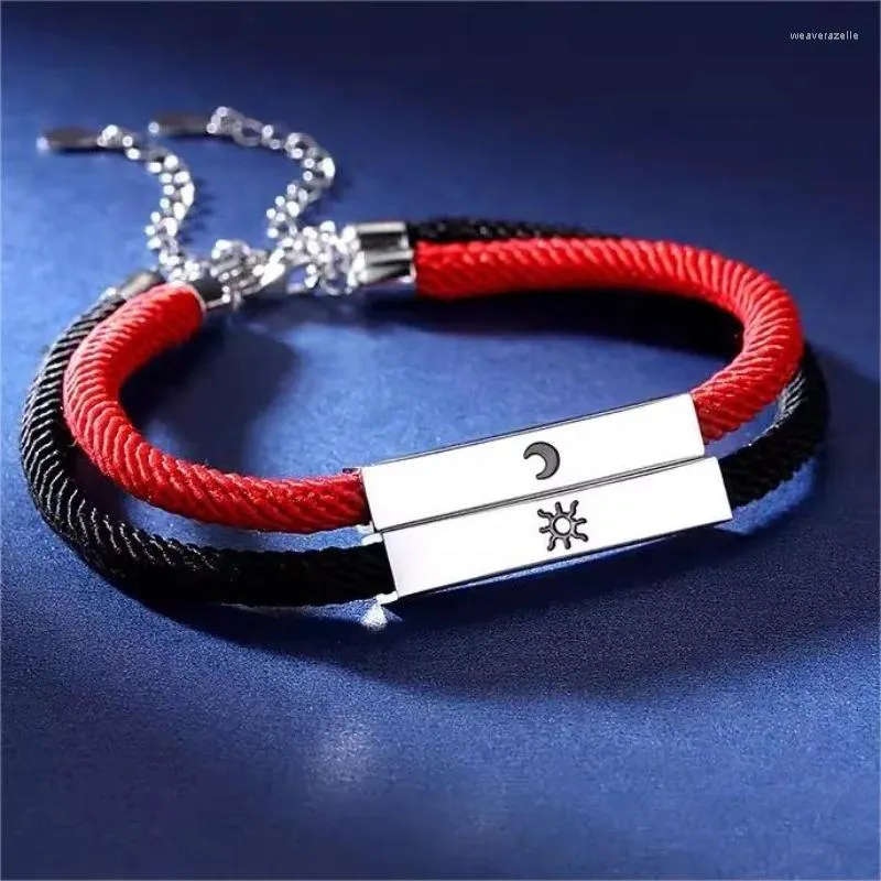 Bracelets de charme Attraction magnétique Fasionable Sun Moon Couple Bracelet Aimants Attirant la niche des amoureux du tissage Cadeau de la Saint-Valentin