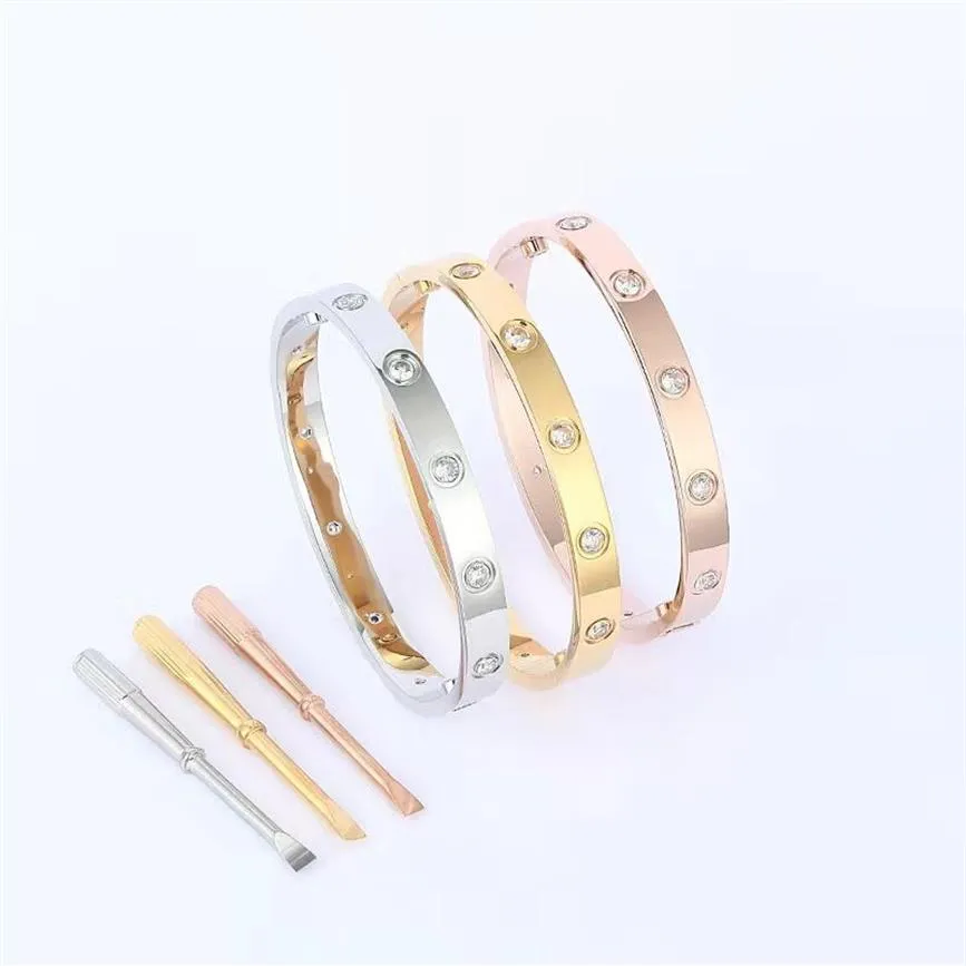 Marca Destornillador clásico Brazalete Moda Nuevo 10 Diseñador de diamantes MOVE PULSERA Para hombres Mujeres Alta calidad Acero inoxidable 316L C238a