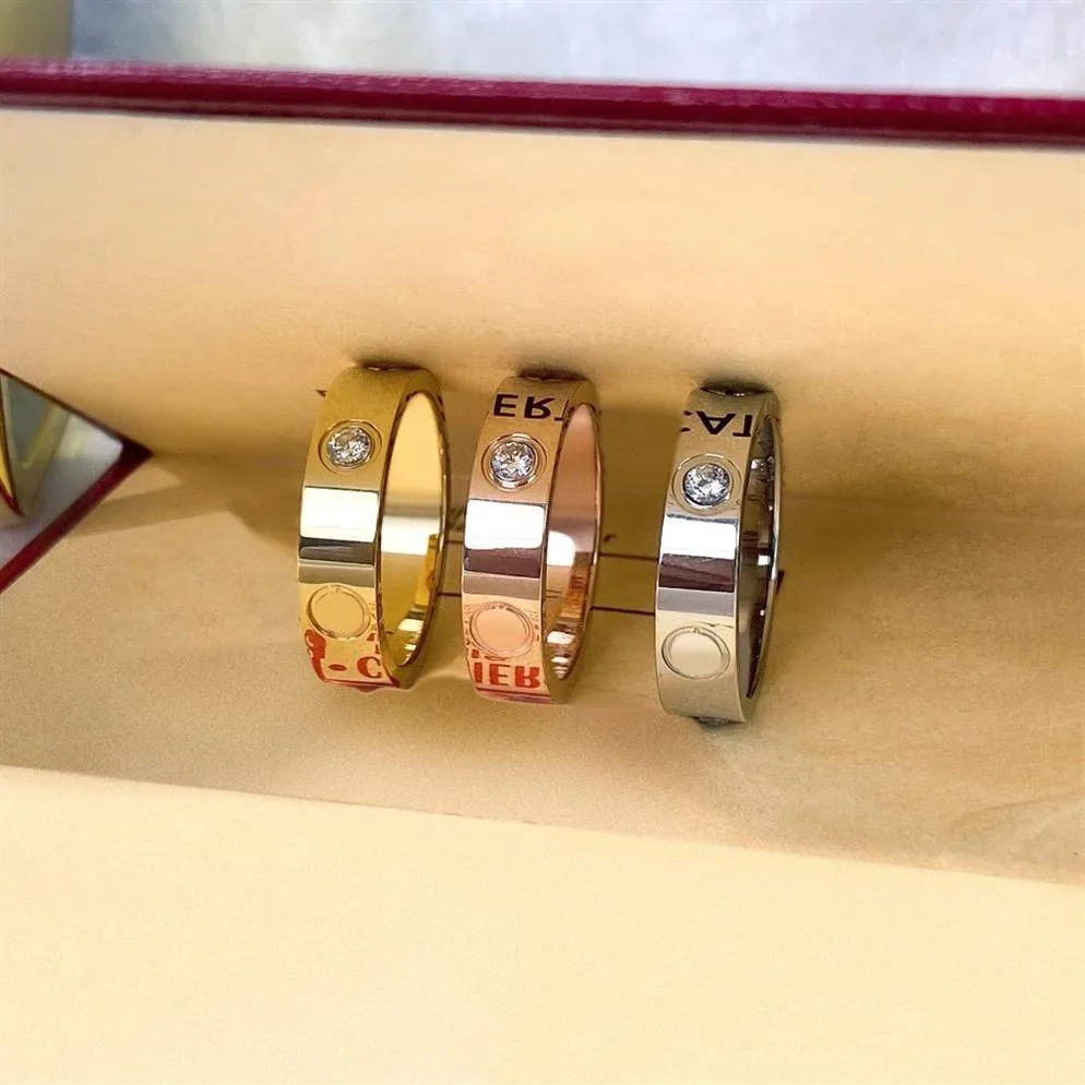 Pierścienie miłosne damskie obietnicy Pierścień pary biżuteria stal nierdzewna z diamentami Casual Fashion Street klasyczny złota srebrna róża op308s