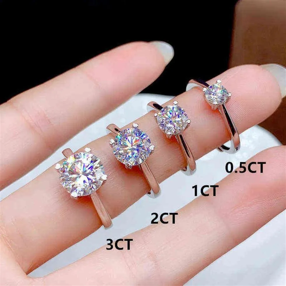 Moissanite Ring 0 5CT 1CT 2CT 3CT VVS Lab Diamond Fine Jewelry for Women Wedding Party Anniversary Gift Real 925 Sterling Silver Y238F