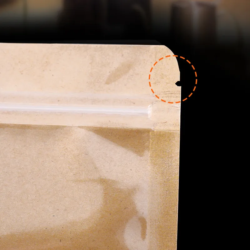 White Front Transparent Kraft Paper Bag Nut Tea Self-standting Package Bag Self seal Plastic Display Window Bags LX6270