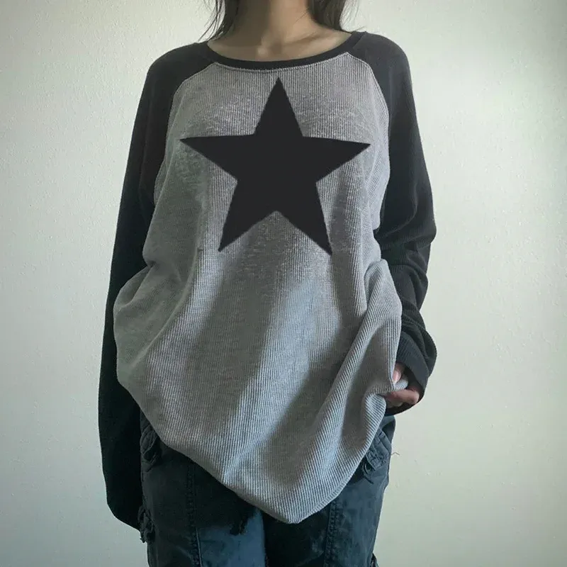 DHgate.com:Womens Y2k Long-sleeved Shirt Pattern T-shirt