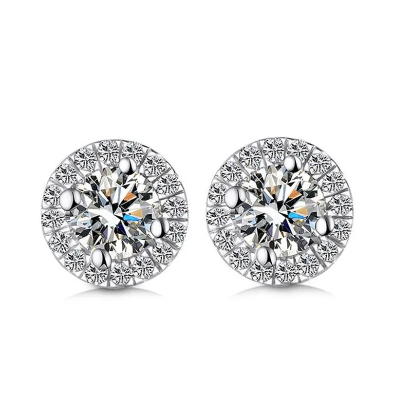 9K 14K 18K Gold Stud Round Shape Group Setting D F Color VVS Clarity Moissanite Stone Earring Beautiful Forever Brilliant199Z