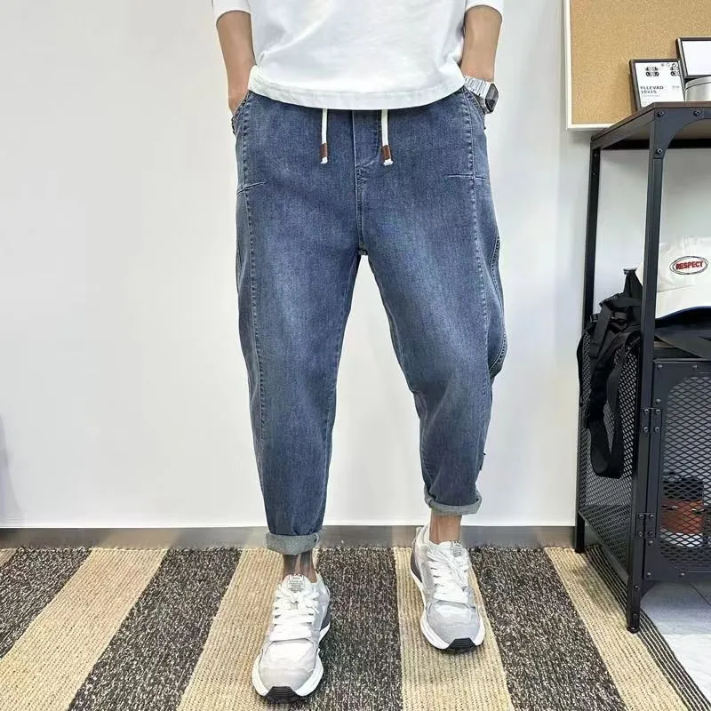 Hochwertige, leichte, luxuriöse, blaugraue Jeans für Herren, neue Rettichhose, elastische, schmale Füße, Neun-Punkt-Hose 17