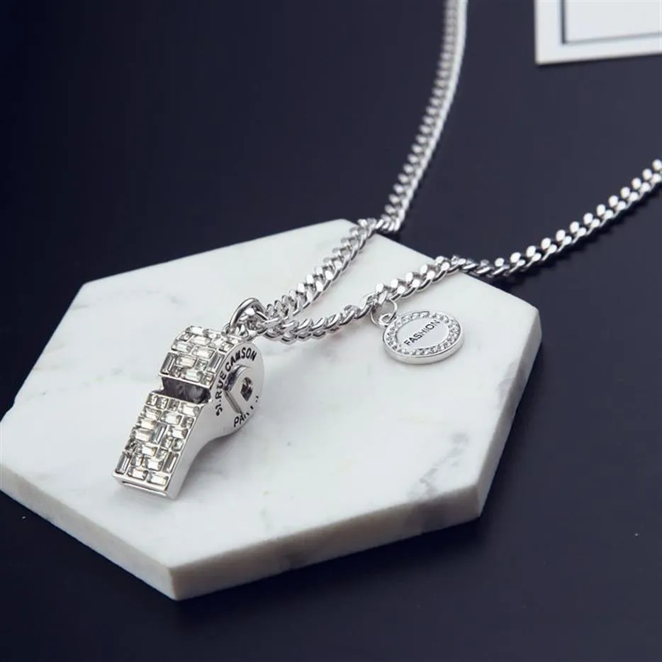 Nowy trend koreański gwizdek diamentowy Wisiant SWEAT SWETION DECLACE DECIN TEMPERATY MOTYMENT Modna biżuteria długa naszyjnik 290a