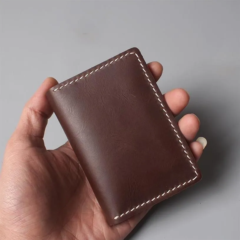 Card Holders Designer Minimalist Genuine Leather Holder Id Bus Wallet Handmade Case262c