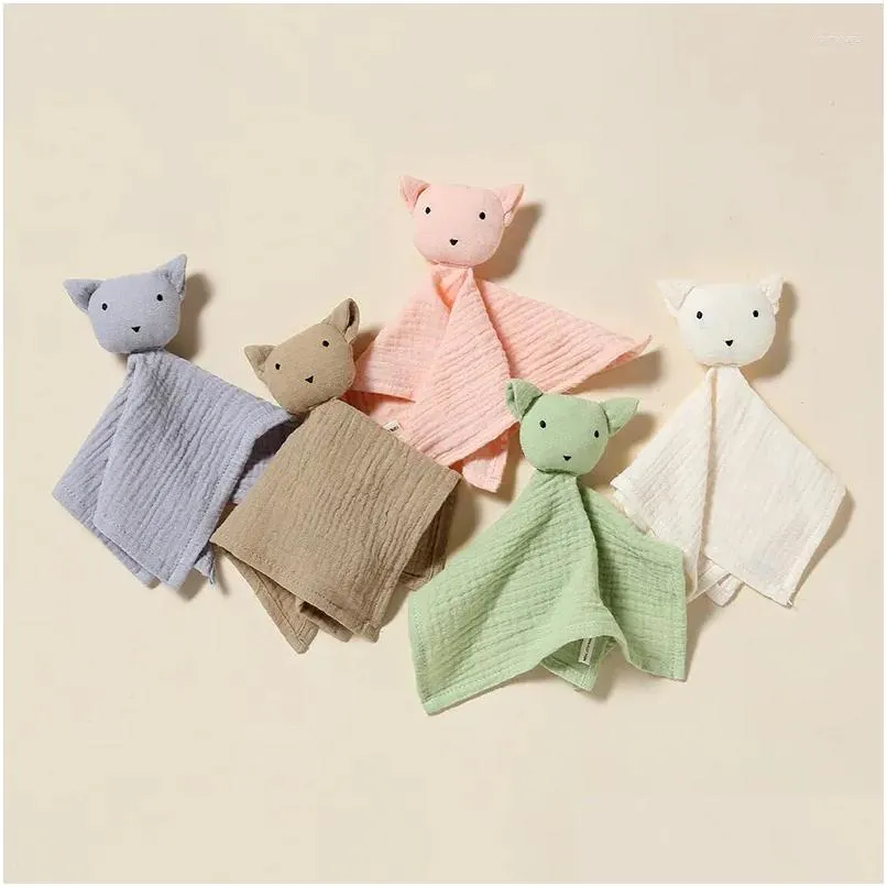 Blankets Swaddling Born Baby Comforter Blanket Bear Calf Slee Dolls Cotton Muslin Soft Soothe Appease Towel For Infant Bibs Burp Cloth Dhkqz