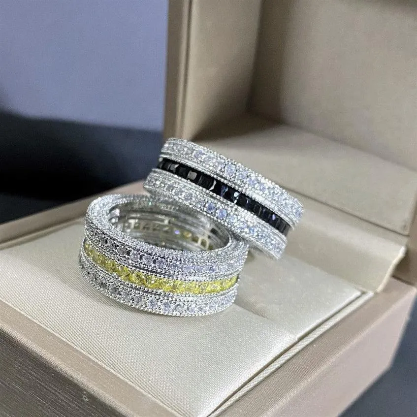 Charmante Vrouwen Ring Wit Vergulde Volledige CZ Diamanten Stenen Ringen voor Meisjes Vrouwen voor Feest Bruiloft Leuk Gift2849