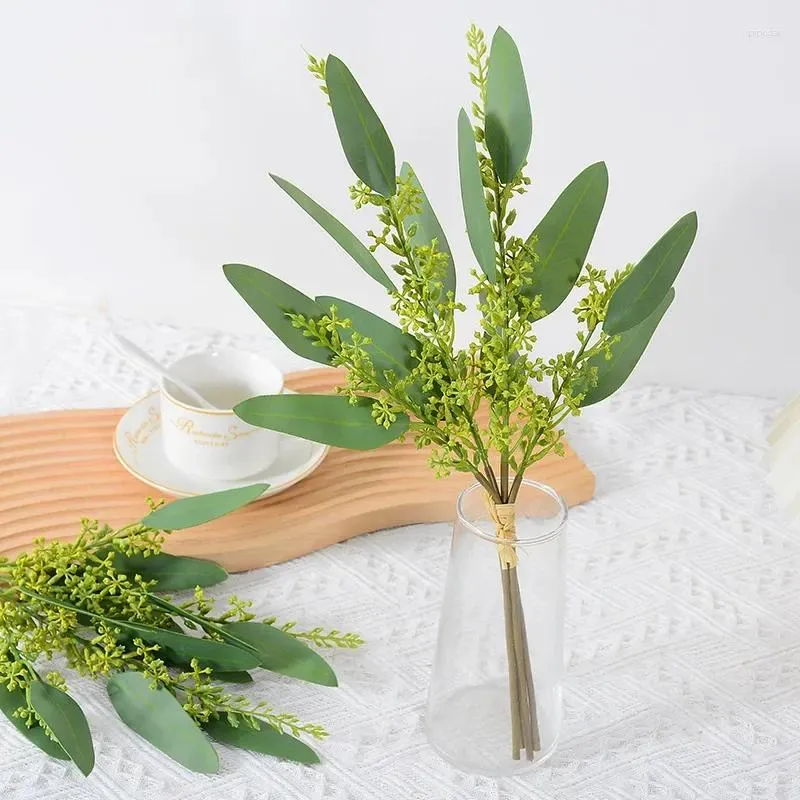 Dekorative Blumen, künstliche Gummi-Eukalyptusblätter, hochwertiges Handgefühl, Blumenarrangement