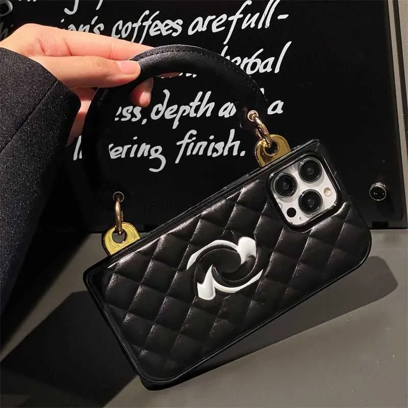 Designer Telefonfodral iPhone 15 14 Plus 13 12 11 Pro Max Fashion Crossbody Wallet Card Holder Gold Edging Luxury Lanyard Mobile Cover