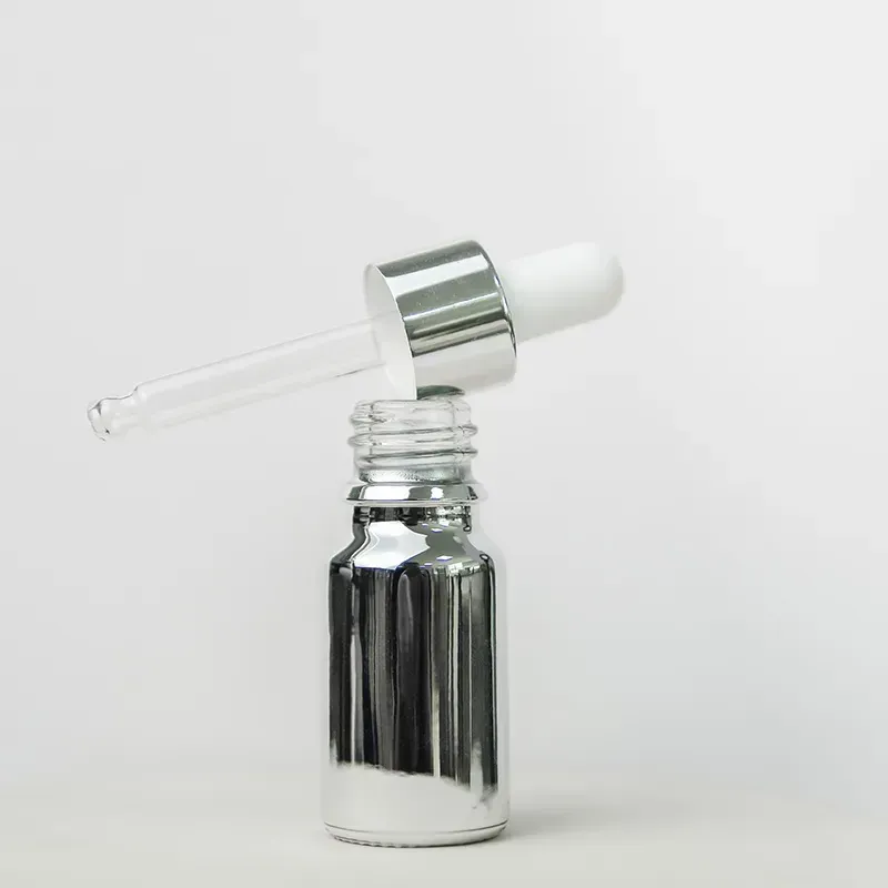 Silver Coated Glass Essence Oil Perfume Bottles Liquid Reagent Pipette Dropper Bottle 10ml 15ml 20ml 30ml 50ml