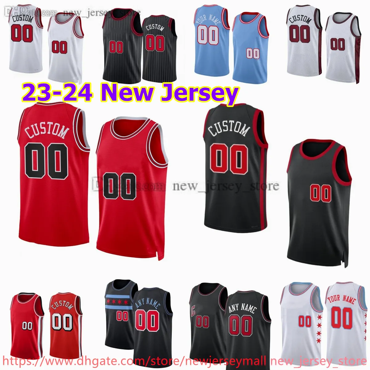 Custom 2022-23 New season Printed Basketball 8 ZachLaVine Jersey Red white black Jerseys. Message Any number and name on the order