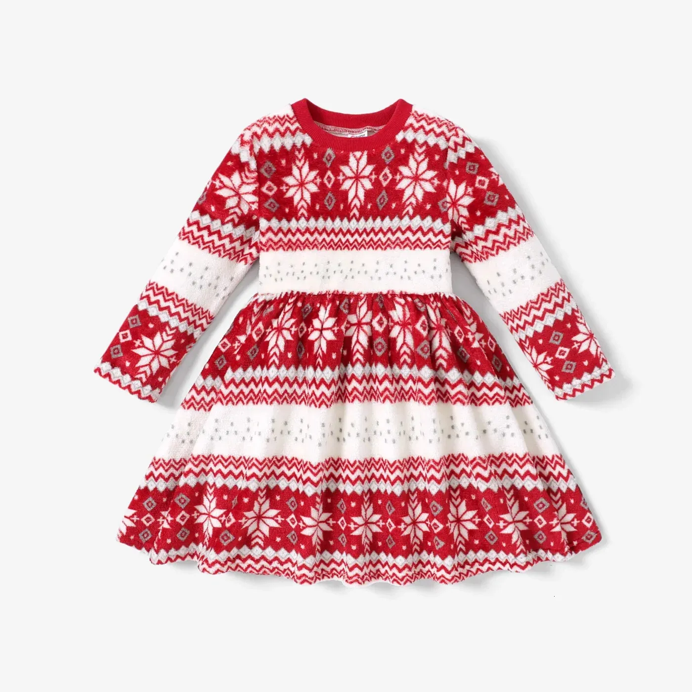 Girl s Dresses PatPat Toddler Girl Sweet Christmas Long Sleeve Dress Soft and Comfortable Perfect for Outings Daily Wear Basic Style 231204