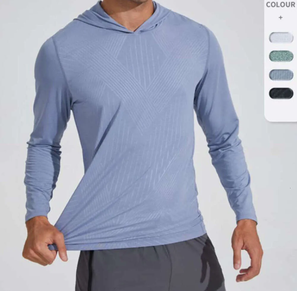 Lu Men Hoodie Quick Drying Shirt with Long Sleeve Running Workout T Shirts Breathable Compression Riding Top Slimming trend 332