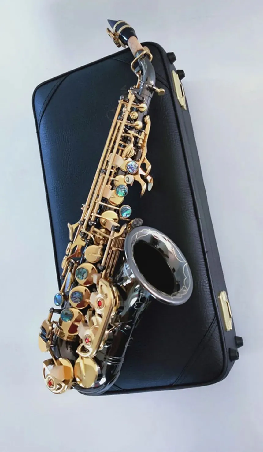 Nuovo marchio S-991 Strumento musicale BbTune Chiave dorata Sassofono soprano curvo di alta qualità con bocchino AAA