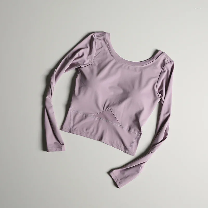 Aktywne koszule z poduszką klatki piersiowej Naga uczucie wysokiej elastyczności odsłoniętą kombinezon fitness pępka