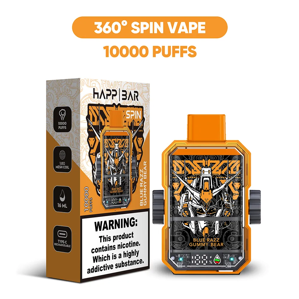 DE Magazijn Groothandel 10K Bladerdeeg Spin Vape Wegwerp Vaper Voorgevuld 14ML 2% 5% Sterkte E Vloeibare Vaporizer met LED-licht