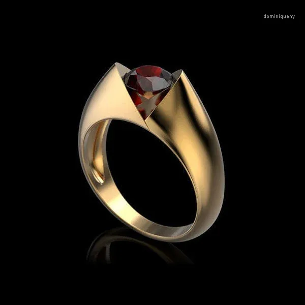 Cluster Rings Fashion Men's And Women's Simple Unique Red Zircon Ring Wedding Engagement Party Jewelry Gift Direct Sales Sizes 6-13