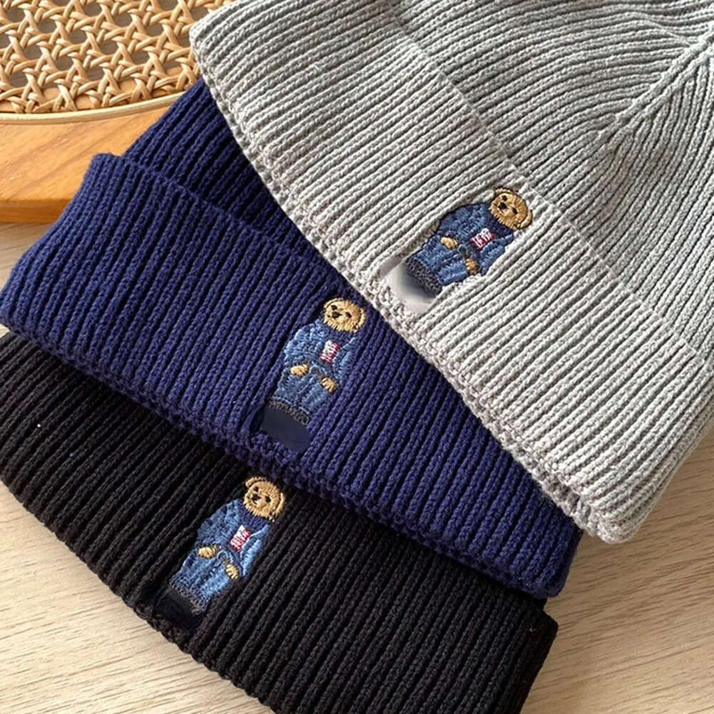 2023Polo Bear Embroidery Knit Cuffed Beanie Winter Hat44