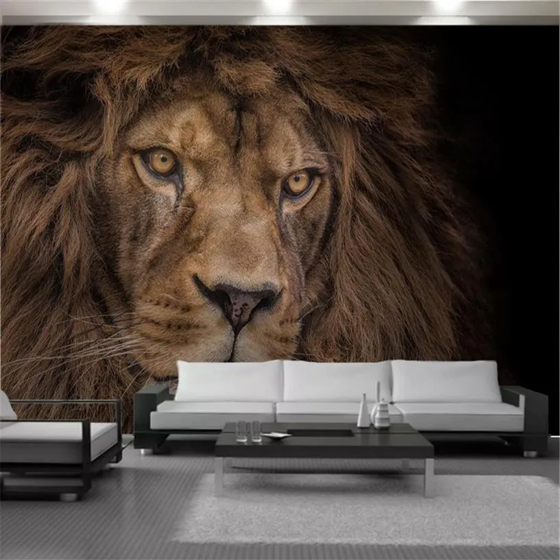 Decorazioni per la casa Carta da parati 3d HD Mighty Wild Animal Lion Soggiorno Camera da letto Sfondo Decorazione murale Sfondi murali Wallcovering285R