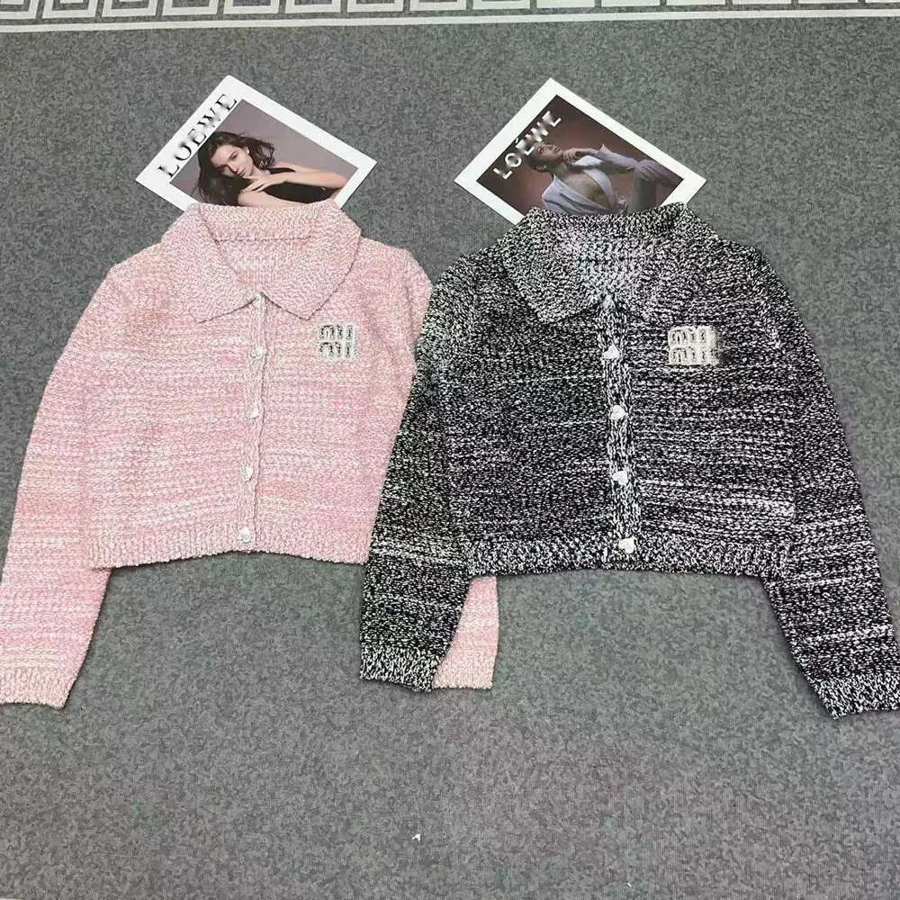 MIU z koralikami Sweter luksusowy damski projektant odzieży dzianina sweter mody mody mody kardigan kurtka bluza wełniana bluza z kapturem bluza z kapturem