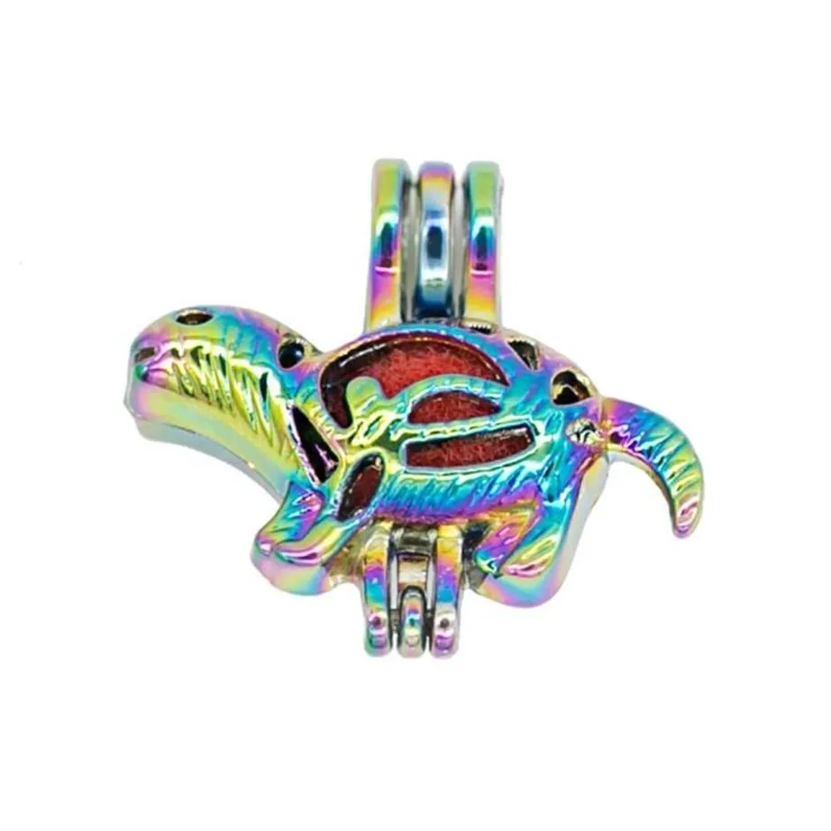 REYOW 5pcs Multicolor Dinosaur Pearl Bead Cages Perfume Essential Oil Diffuser Locket Pendant Jewelry Making DIY3489