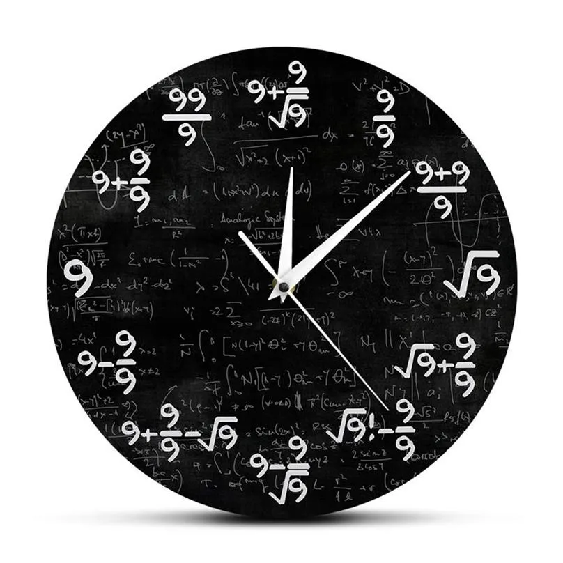 Nines Math Wall Clock Numer 9 MATH MATH CLOCK WALL WATM Równanie MATA MATA MATA ZEWNĘTA MATEMATYCZNE MATEMATYCZNE