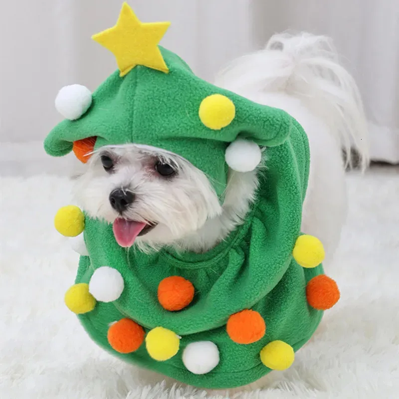 Vêtements pour chiens Arbre de Noël Robe de vacances pour animaux de compagnie en costume Robe de Noël Costume Chats et chiens en costume Robe de chien Chapeau Mignon et à la mode 231205