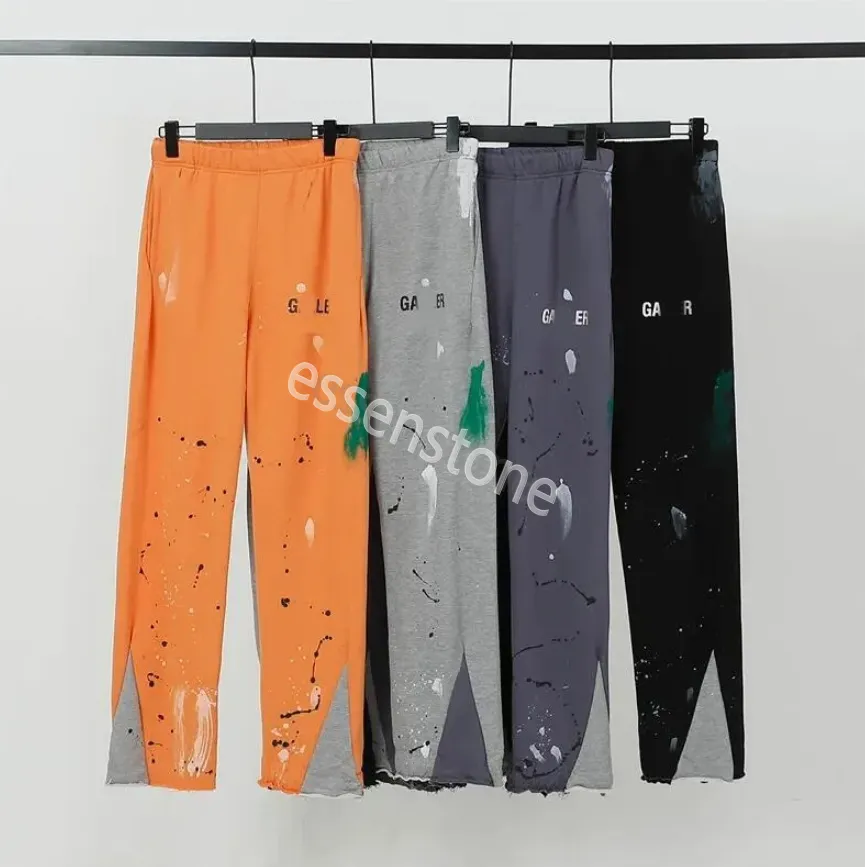 Klasik Teknik Pantolon Erkek Kot Mens Pants Pants Sweatpants Benekli Mektup Baskı Pamuk Kadın Çift Gevşek Çok Yönlü Düz Sonbahar Pantolon Yeni Stil US S-2XL