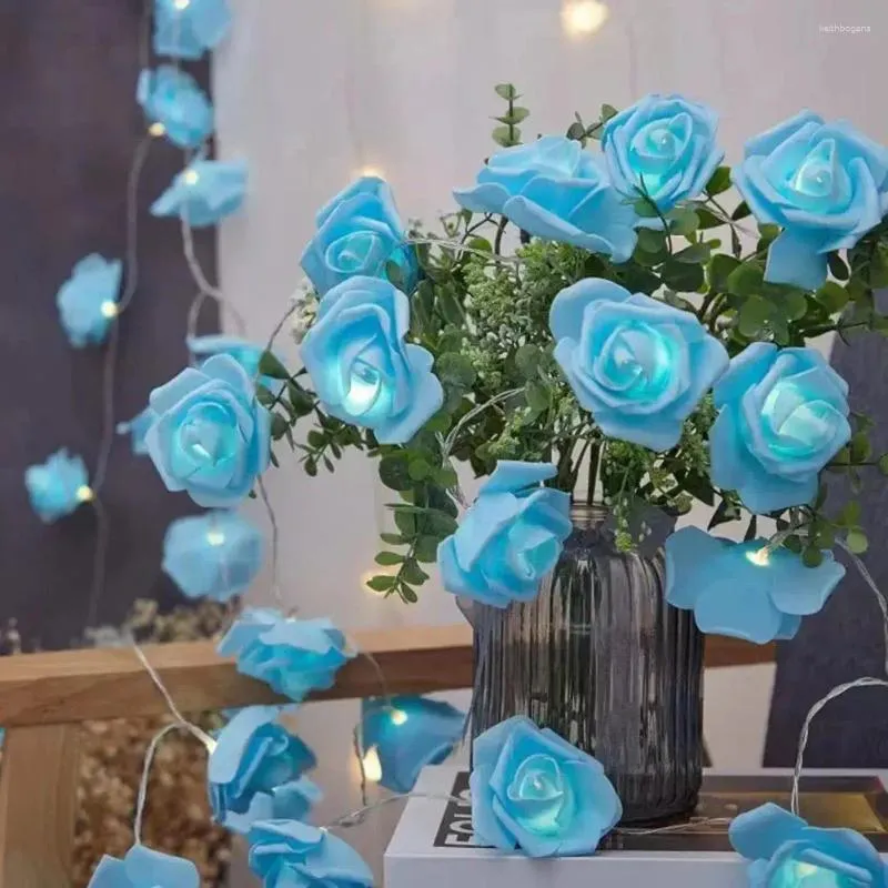 Sznurki dekoracyjne realistyczne lampy sznurkowe z kwiatami róży do Walentynki wystrój wiszący bateryjnie dekoracja