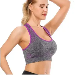 Bras Women`s Seamless Flower Gray Contrasting Color Racer Back High Support Sports Yoga Bra