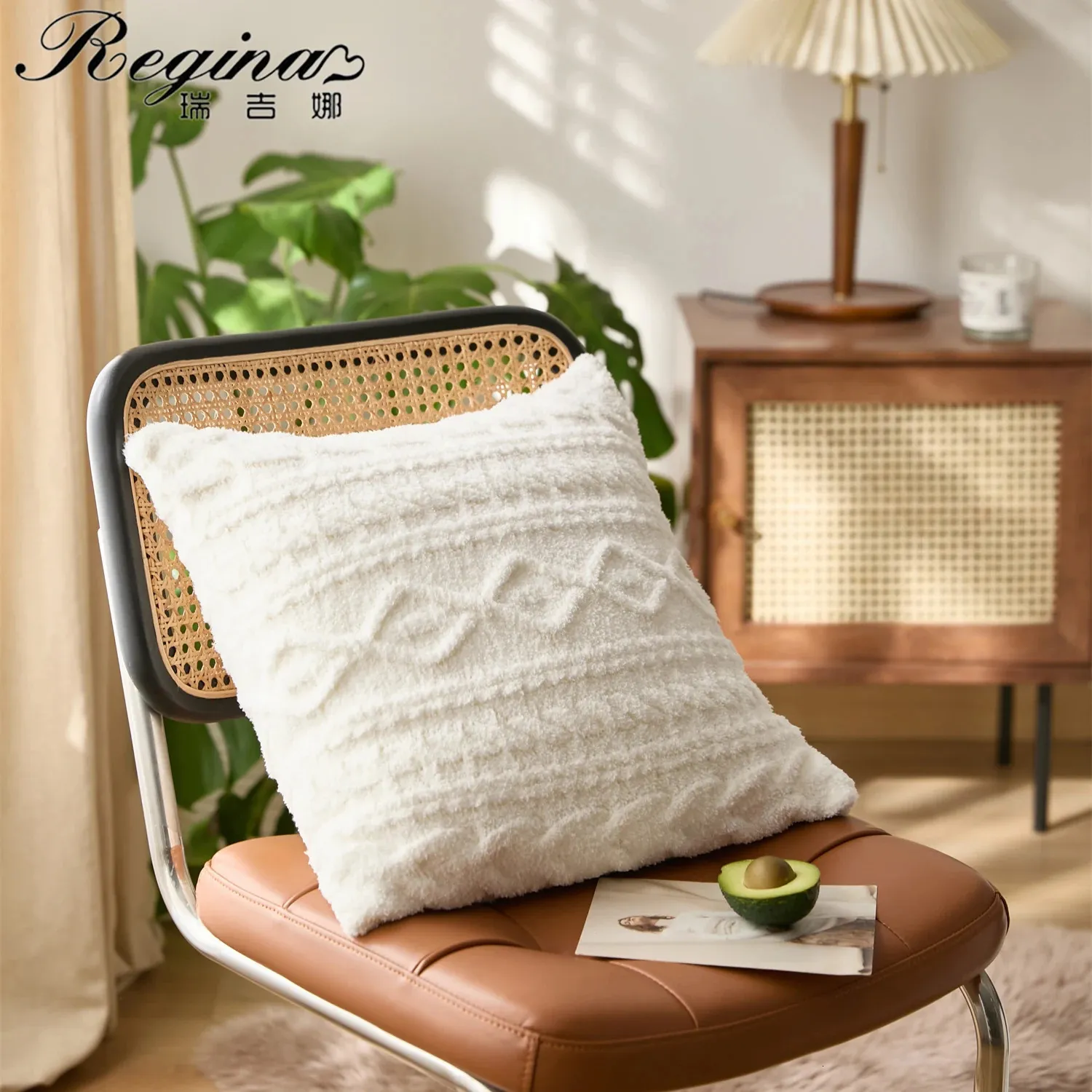 Fronha REGINA Geometric Stripe Cozy Capa de Almofada 45 * 45cm Pelúcia Microfibra Inverno Quente Lance Fronha Decorativa Cama Fronha 231205