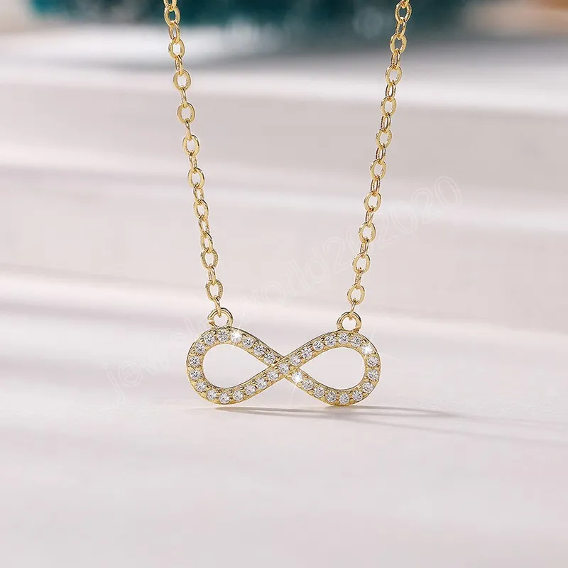 Collier chaîne clavicule exquise pour femmes, pendentif en forme d'infini avec CZ éblouissant, bijoux à la mode pour fête de mariage