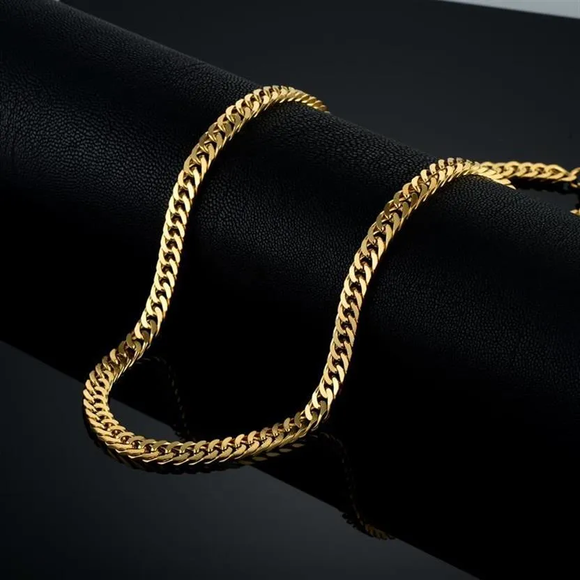 Hela vintage lång guldkedja för män kedja halsband Nya trendiga guld färg rostfritt stål tjockt bohemiska smycken Colar Male 316s