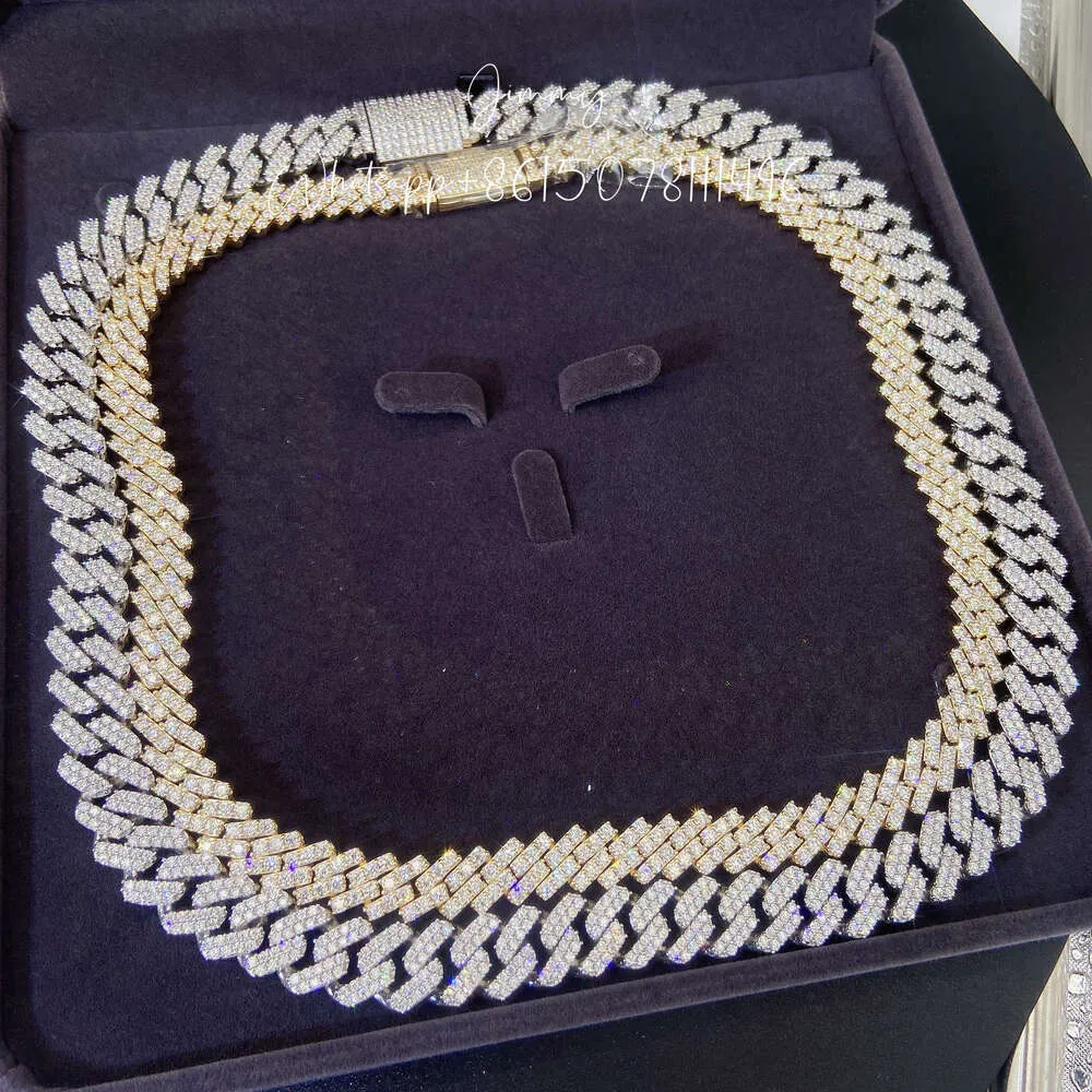 Zuanfa Sieraden Mode Trendy 15mm Breedte Iced Out Sieraden 925 Sterling Zilver Losse Moissanite Diamant Cubaanse Link