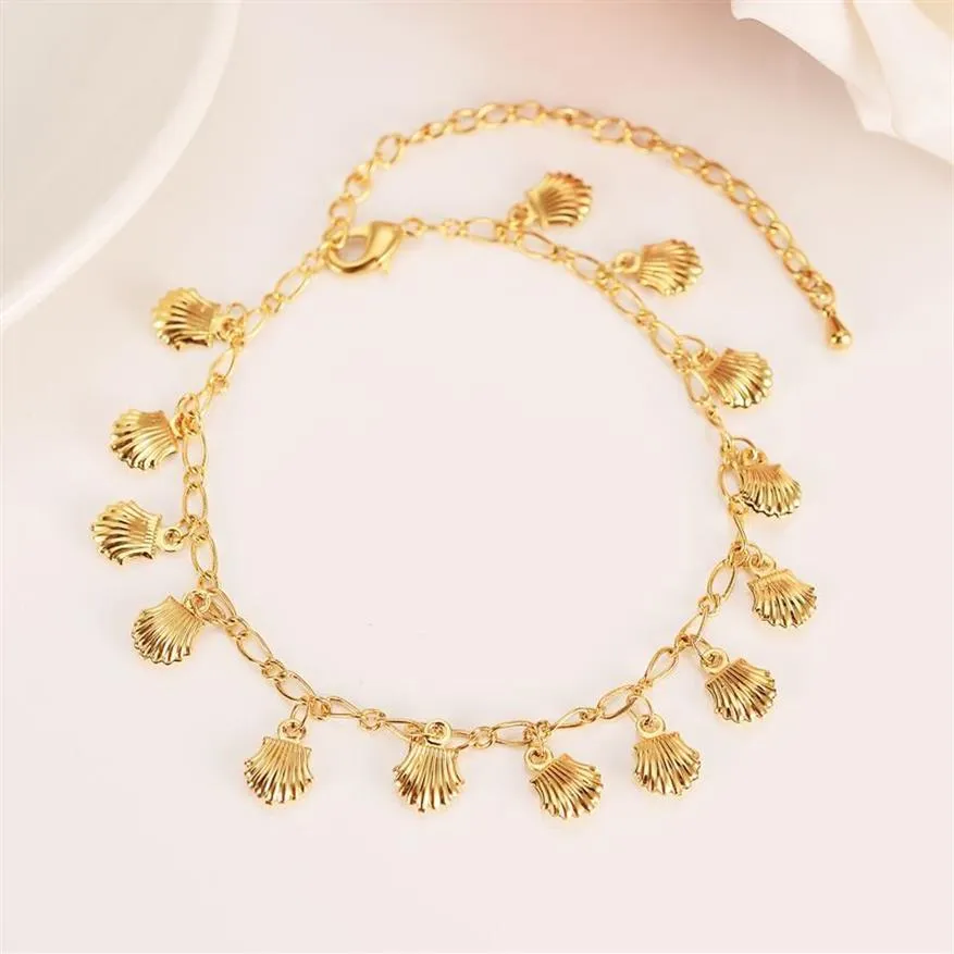 Nouvelle mode coréenne Fine jaune 14K véritable or massif GF charme illimité bracelet multi-éléments allonger la taille longueur cheville été St228P